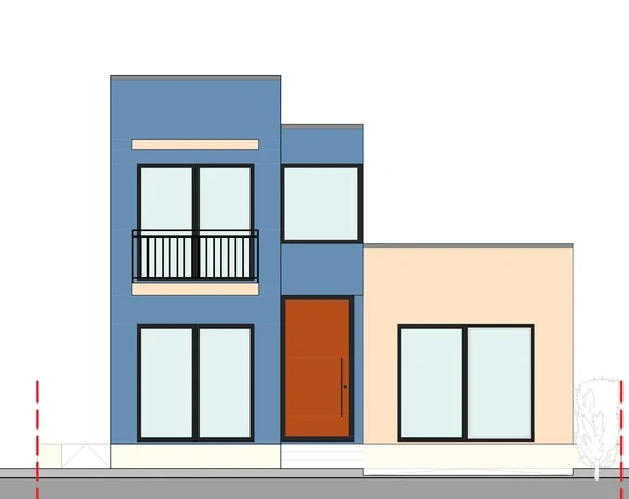 Fachada principal contemporánea Modelo 202 m2